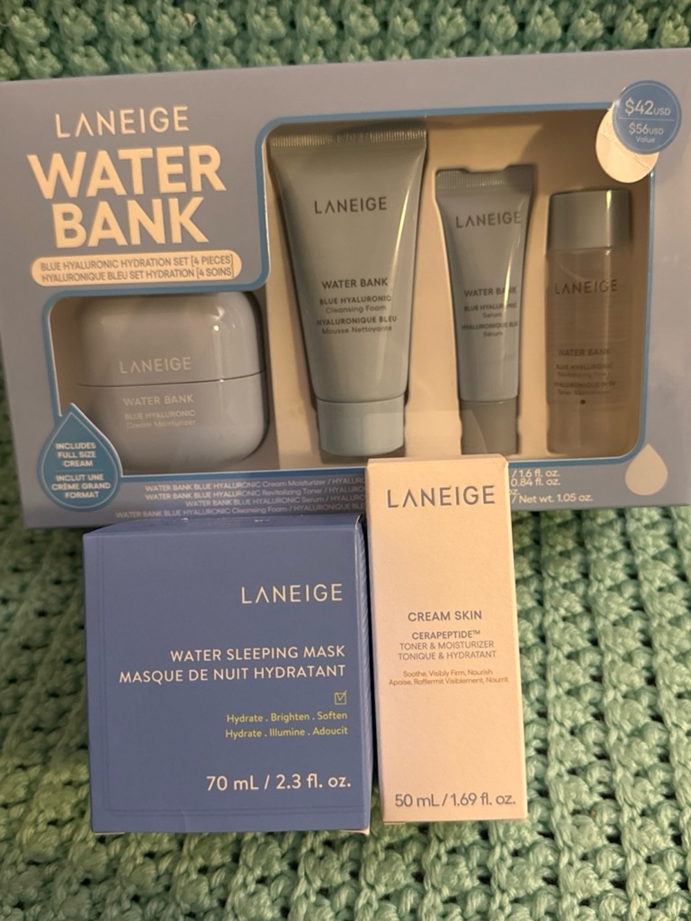 LANEIGE Water Bank & Sleeping Mask Set — Light Blue and Cream Packaging